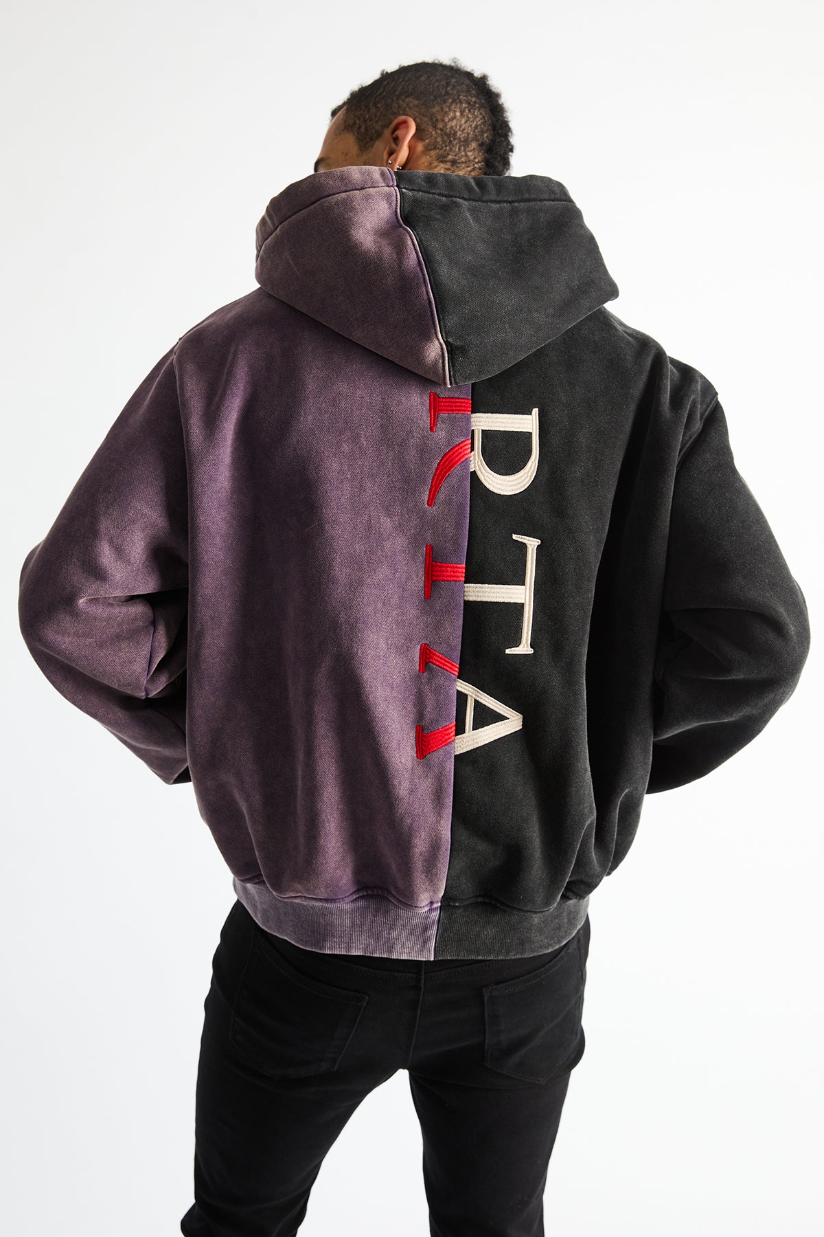 RIKO HALF HALF ZIP UP | BLACK DEEP PURPLE COMBO