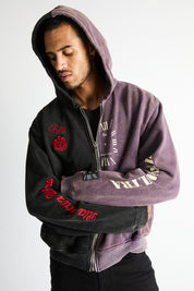 RIKO HALF HALF ZIP UP | BLACK DEEP PURPLE COMBO