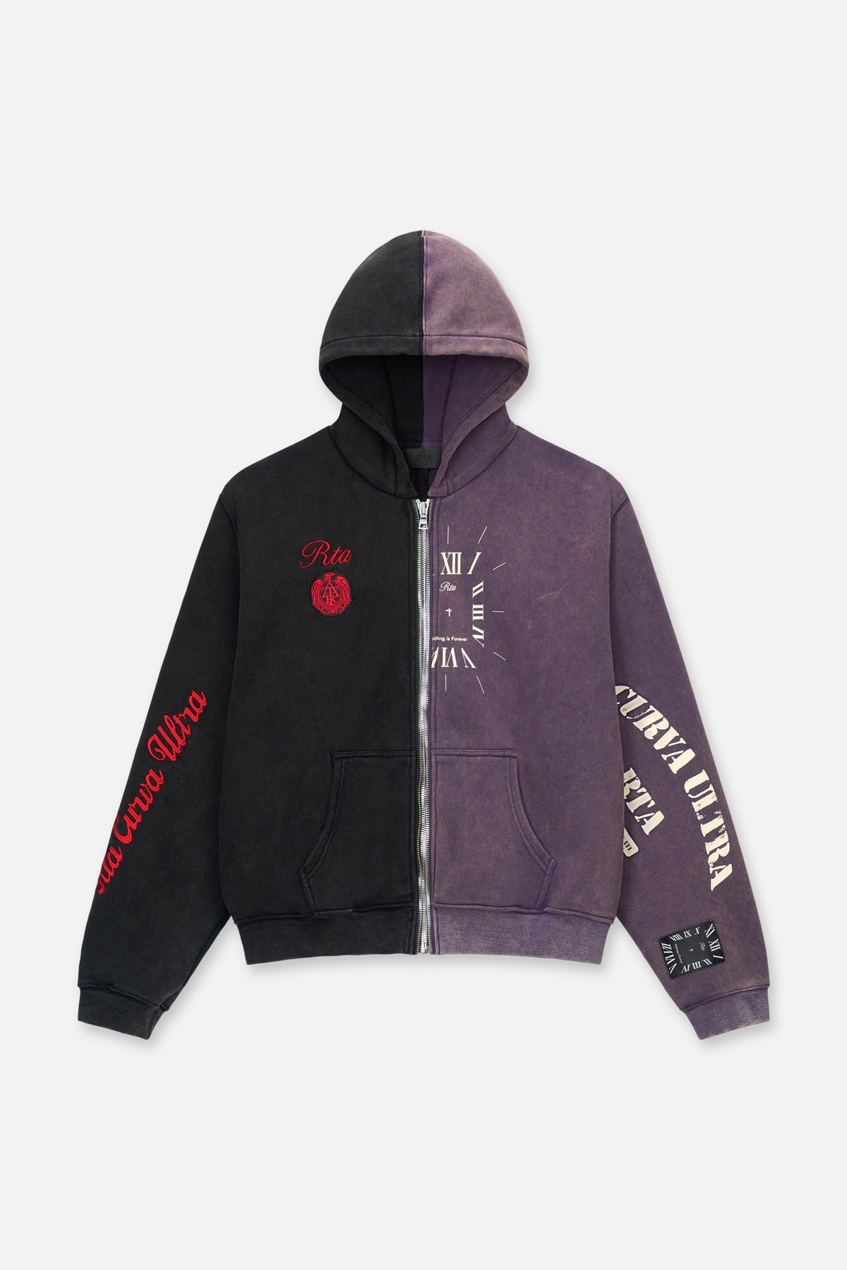RIKO HALF HALF ZIP UP | BLACK DEEP PURPLE COMBO BLACK DEEP PURPLE COMBO / XXL
