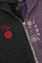 RIKO HALF HALF ZIP UP | BLACK DEEP PURPLE COMBO BLACK DEEP PURPLE COMBO / XXL
