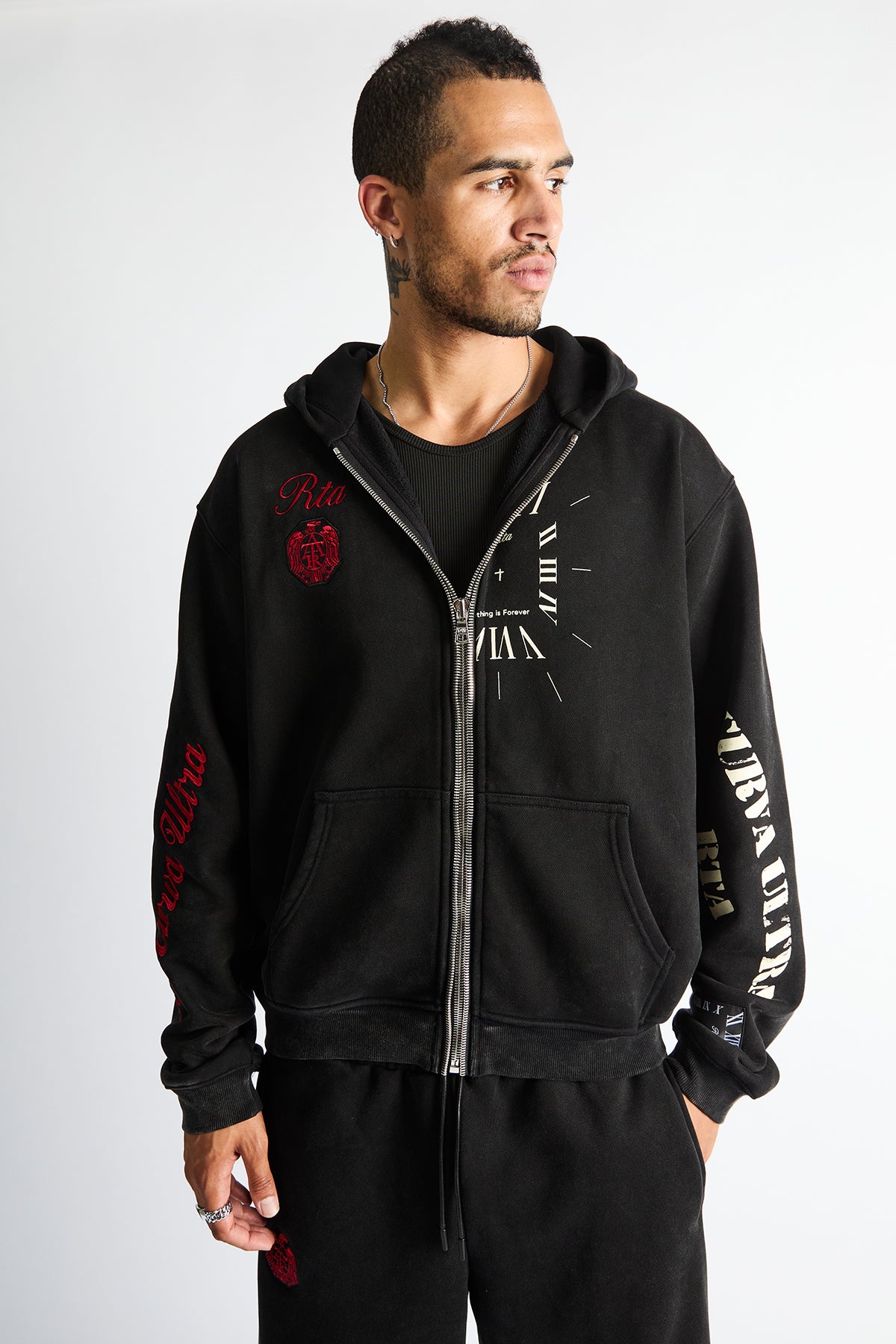RIKO HALF HALF ZIP UP | VINTAGE BLACK COMBO