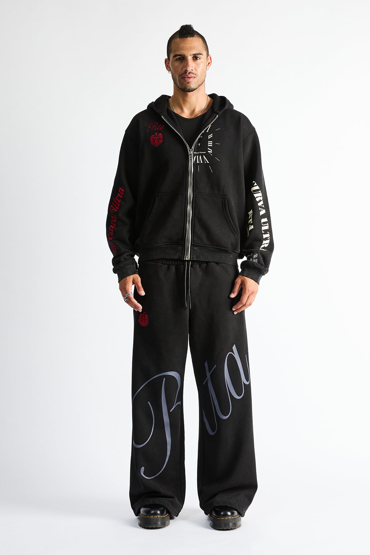 RIKO HALF HALF ZIP UP | VINTAGE BLACK COMBO