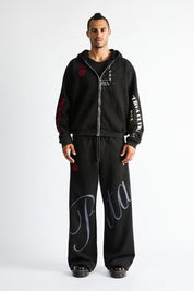 RIKO HALF HALF ZIP UP | VINTAGE BLACK COMBO