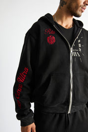 RIKO HALF HALF ZIP UP | VINTAGE BLACK COMBO