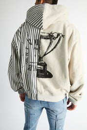 RIKO HALF HALF ZIP UP | GREY STRIPE COMBO