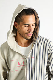 RIKO HALF HALF ZIP UP | GREY STRIPE COMBO