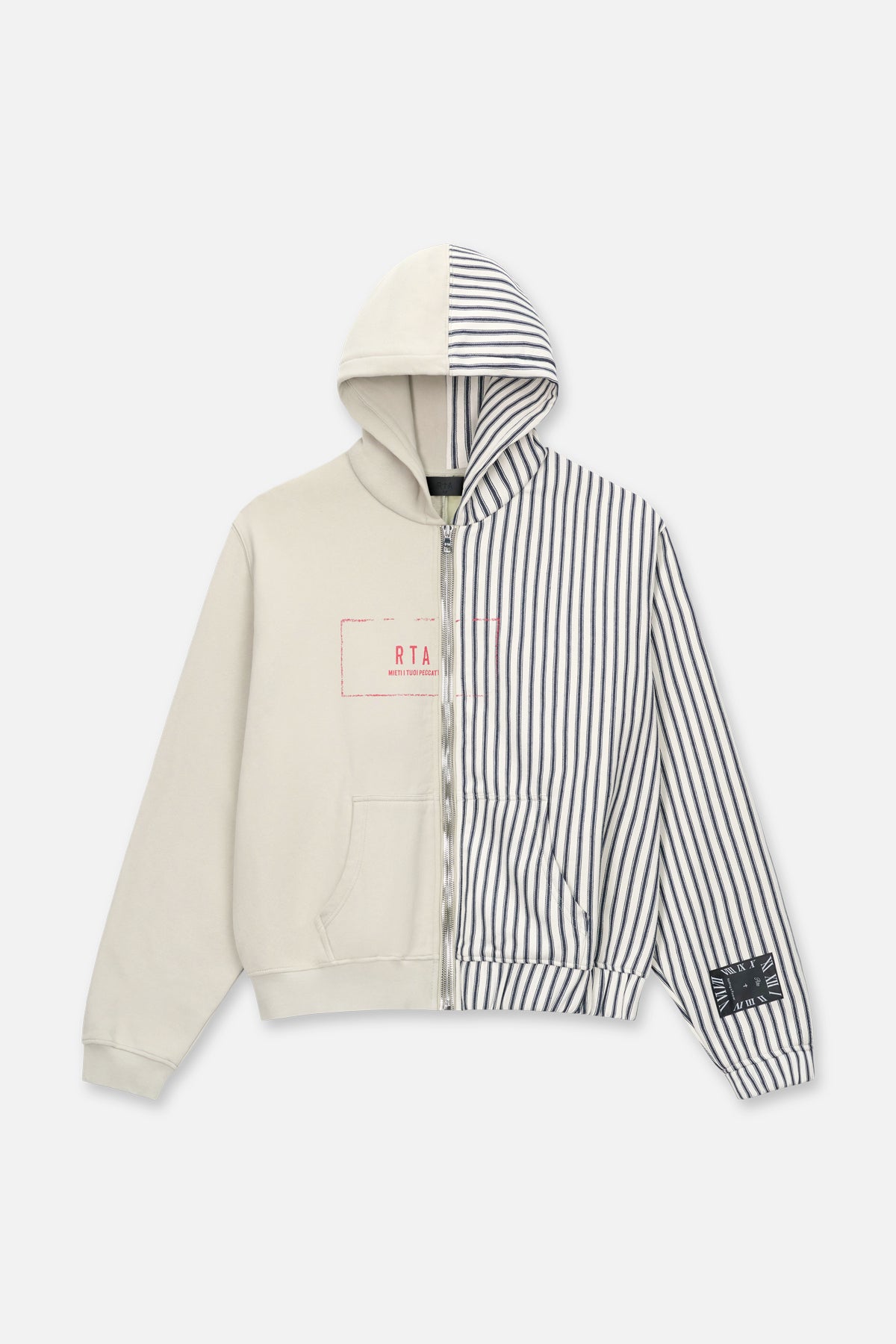 RIKO HALF HALF ZIP UP | GREY STRIPE COMBO GREY STRIPE COMBO / S