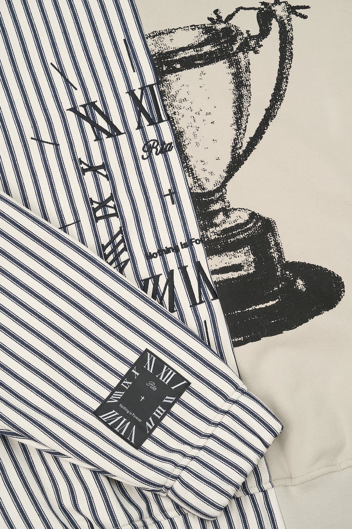 RIKO HALF HALF ZIP UP | GREY STRIPE COMBO GREY STRIPE COMBO / S