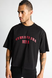 AUSTIN CROPPED OVERSIZED TEE | BLACK CURVA ULTRA