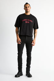 AUSTIN CROPPED OVERSIZED TEE | BLACK CURVA ULTRA