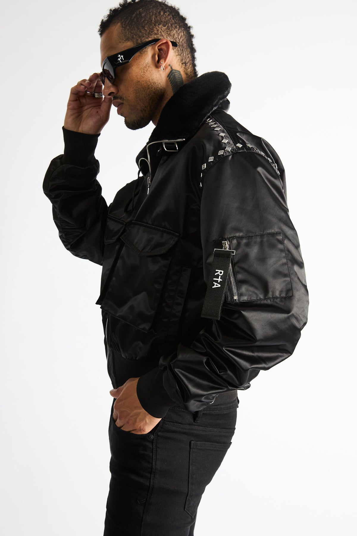 ARLEN CARGO AVIATOR JACKET | BLACK