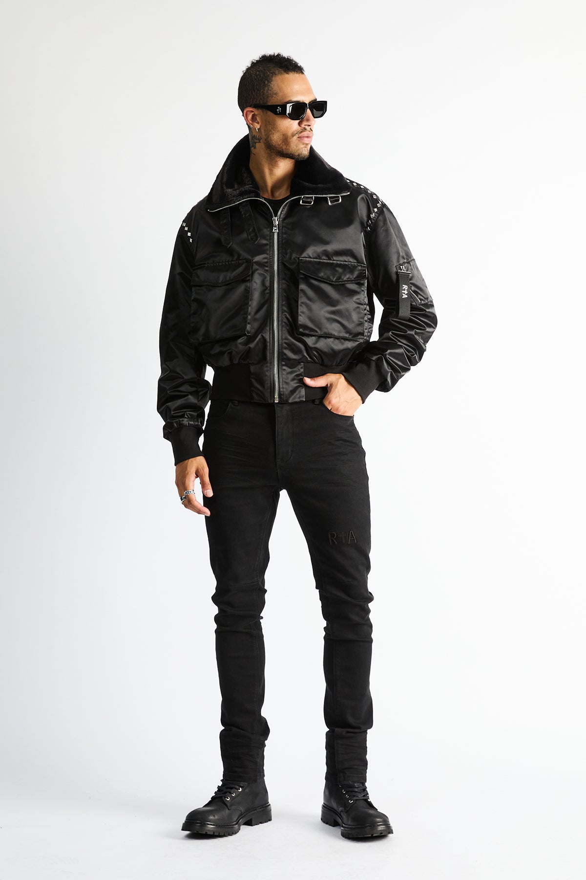 ARLEN CARGO AVIATOR JACKET | BLACK