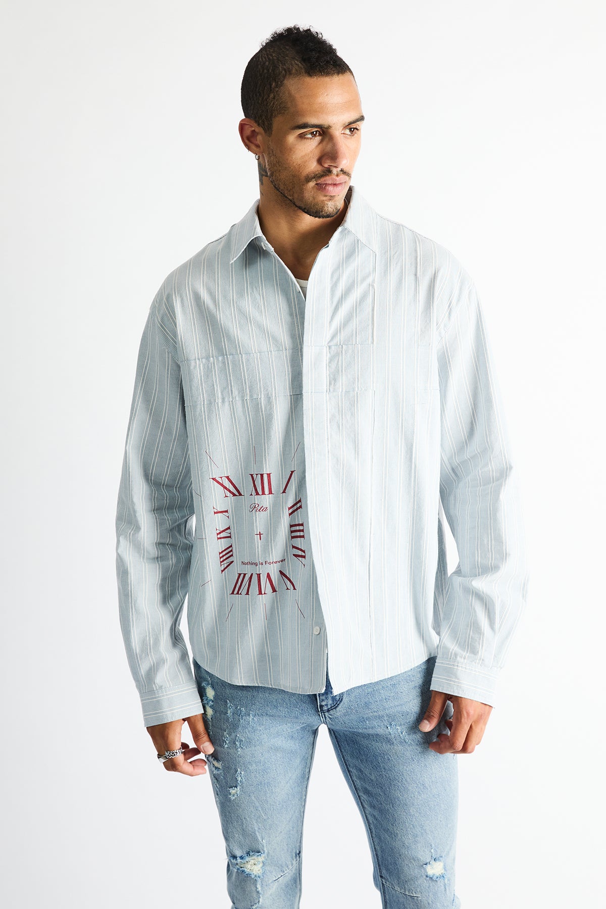 RONIN BUTTON UP SHIRT | ICE BLUE STRIPE