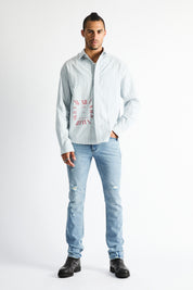 RONIN BUTTON UP SHIRT | ICE BLUE STRIPE