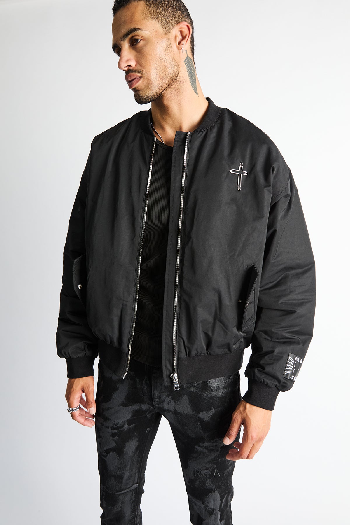 ROWAN HALF HALF BOMBER | BLACK