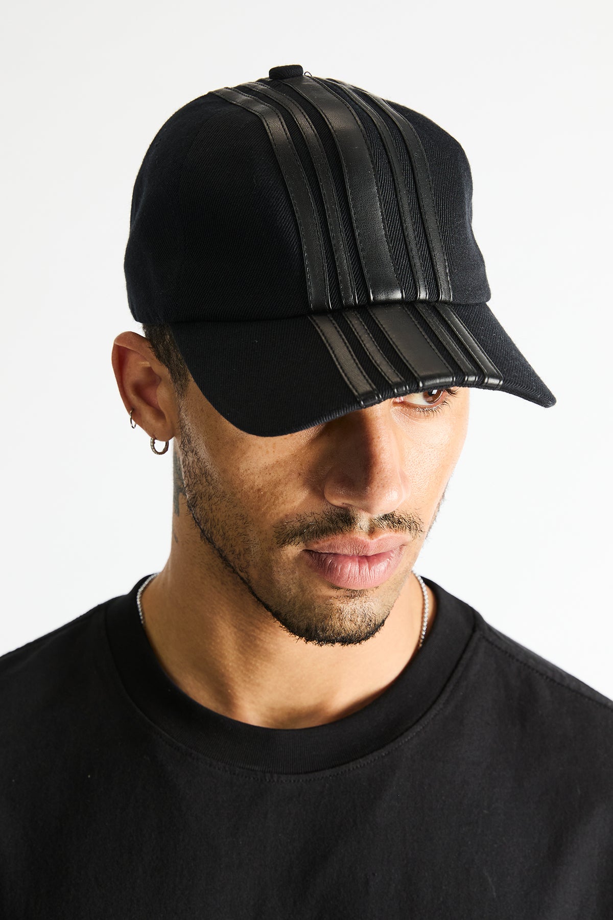 Mars Baseball Hat Black Stripe - On Model Front View, Leather Stripe Detailing | RTA
