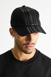 Mars Baseball Hat Black Stripe - On Model Front View, Leather Stripe Detailing | RTA