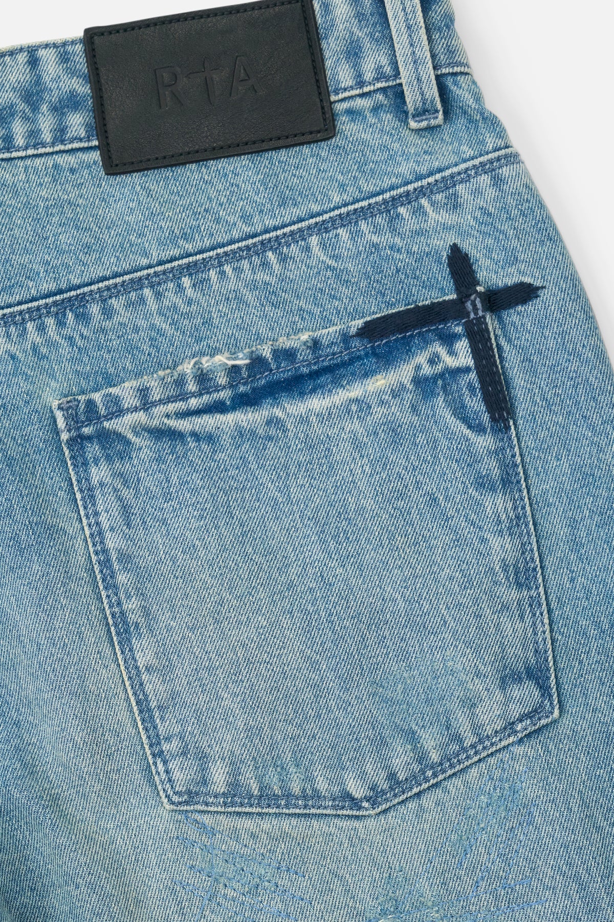 Men's Blue Distressed Straight Jeans | RTA
