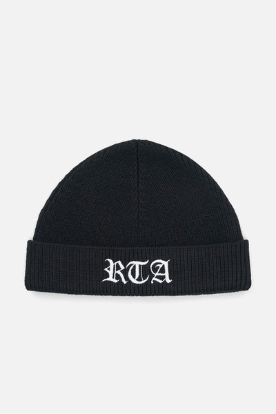 Men's Black Beanie Old English Cross | RTA