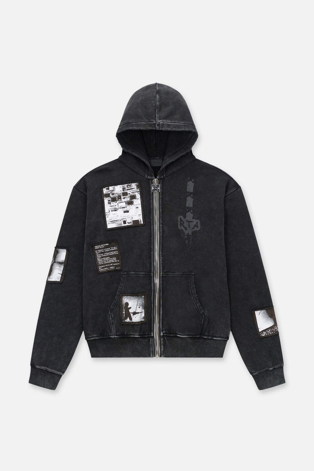 ZEV ZIP UP HOODIE | VINTAGE BLACK DIGITAL PATCH