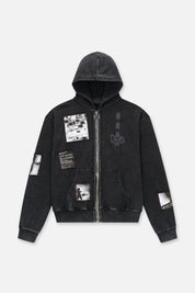 ZEV ZIP UP HOODIE | VINTAGE BLACK DIGITAL PATCH