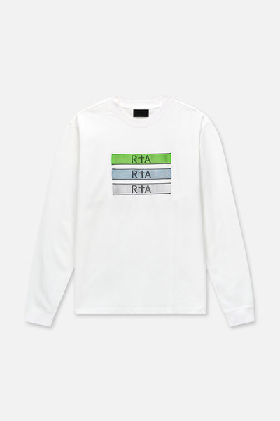 LAWRENCE LONG SLEEVE TEE | WHITE GLITCH LOGO – RTA