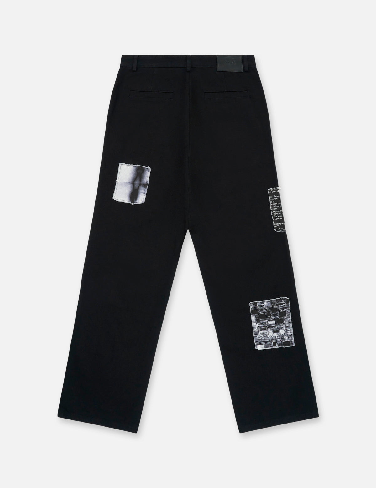 Black Cotton Rex Straight Leg Jean with Vintage Patches - Back View | RTA