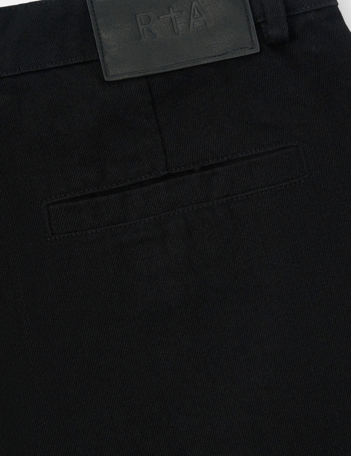 Black Leather RTA Signature Patch - Waistband Detail View | RTA