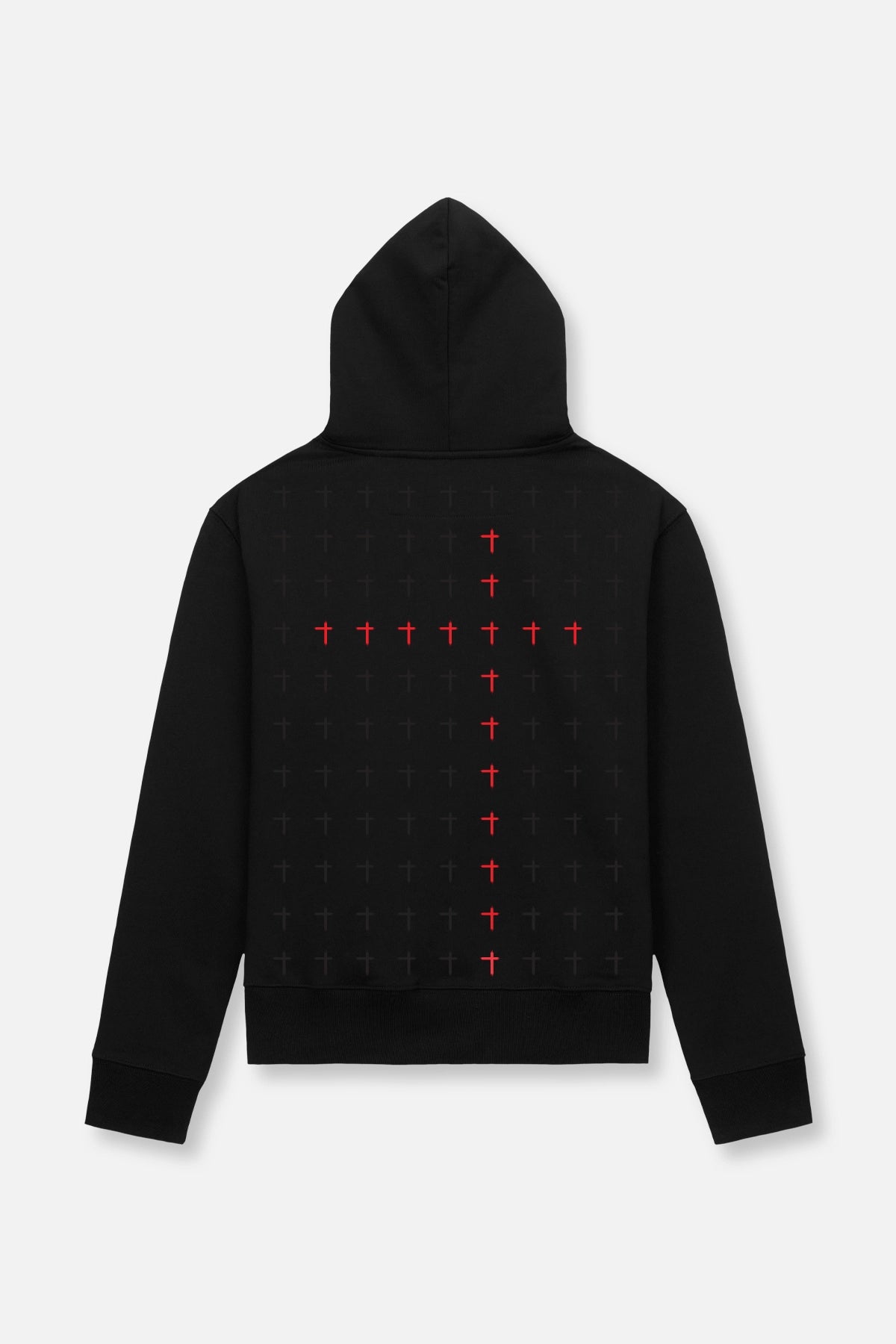 Men's Black Red Long Cross Hoodie | RTA