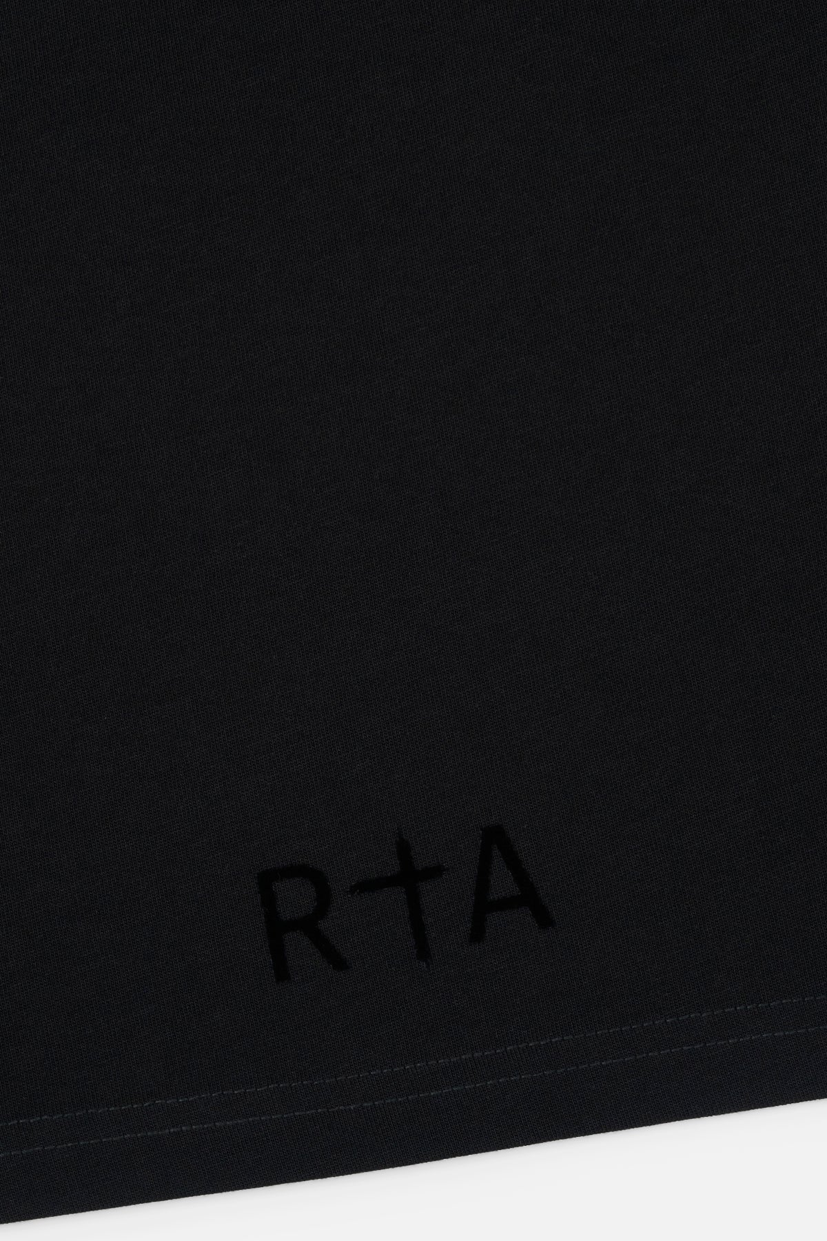 Black Cotton Tee Bottom RTA Logo Detail - Corner View | RTA