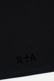 Black Cotton Tee Bottom RTA Logo Detail - Corner View | RTA