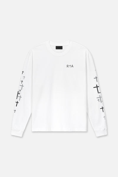 Men's White Crosses Long Sleeve Tee | RTA