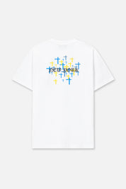 COLIN OVERSIZED SHORT SLEEVE TEE | WHITE OLD ENGLISH NY