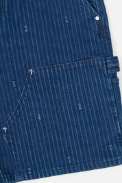 Blue Pinstripe Denim Shorts - Cross Hardware Detail | RTA