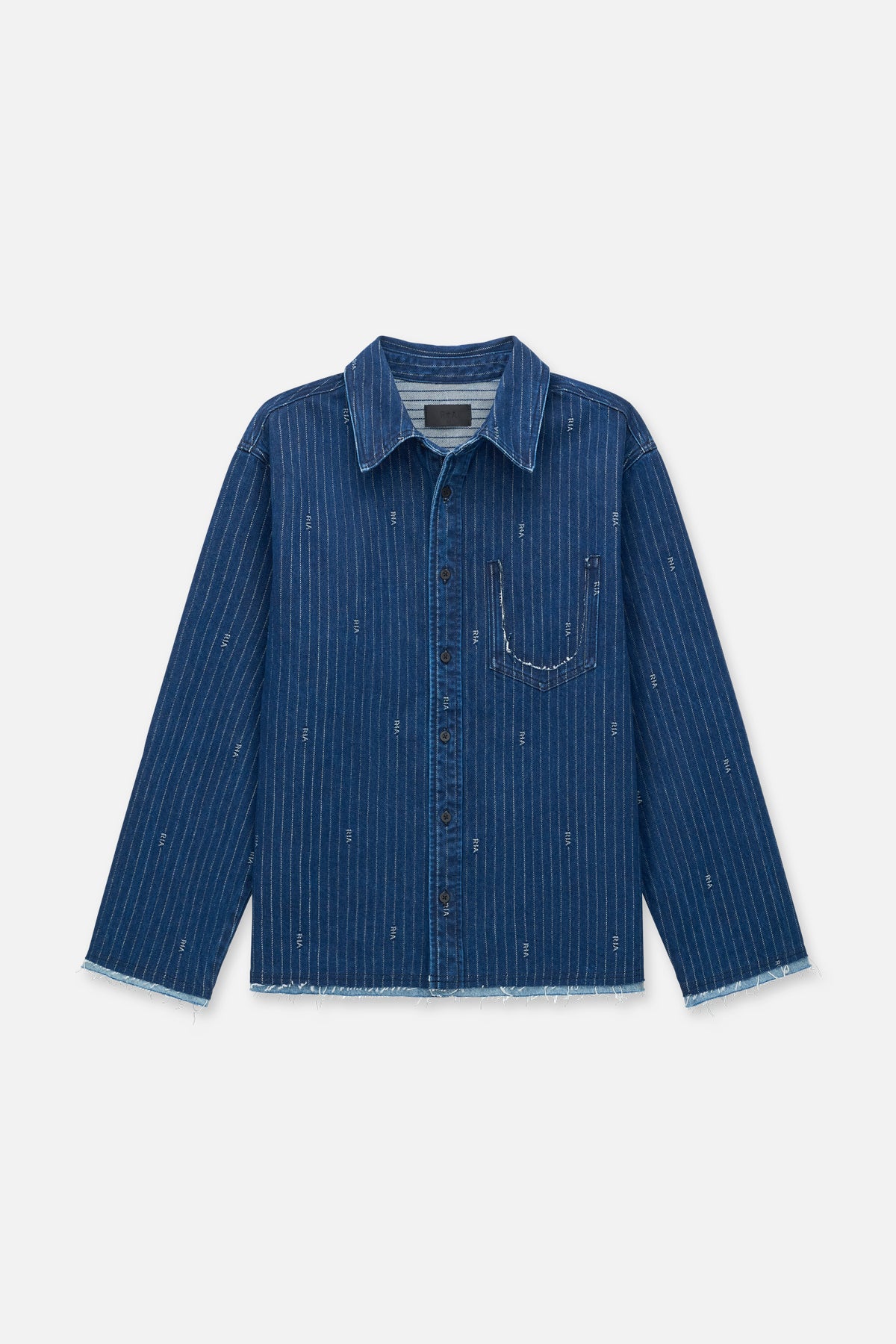 Blue Pinstripe Denim Cleo Shirt - Front View | RtA