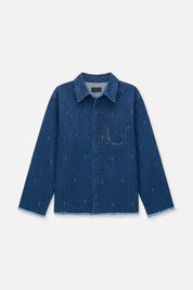 Blue Pinstripe Denim Cleo Shirt - Front View | RtA