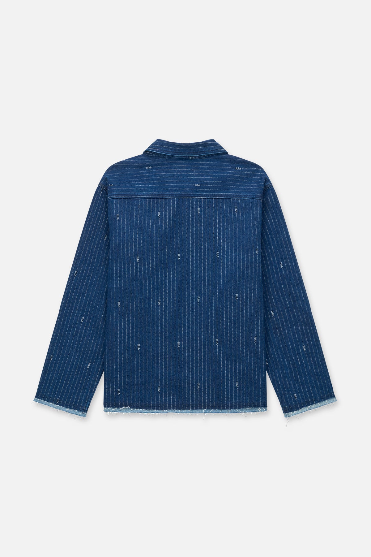 Blue Pinstripe Denim Cleo Shirt - Back View with RtA Logo | RtA