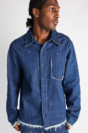 Blue Pinstripe Cleo Shirt - On Model Front View | RtA