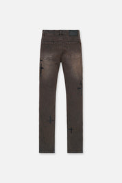 BRYANT SKINNY JEAN | MOCHA DRIFT CROSS PATCH