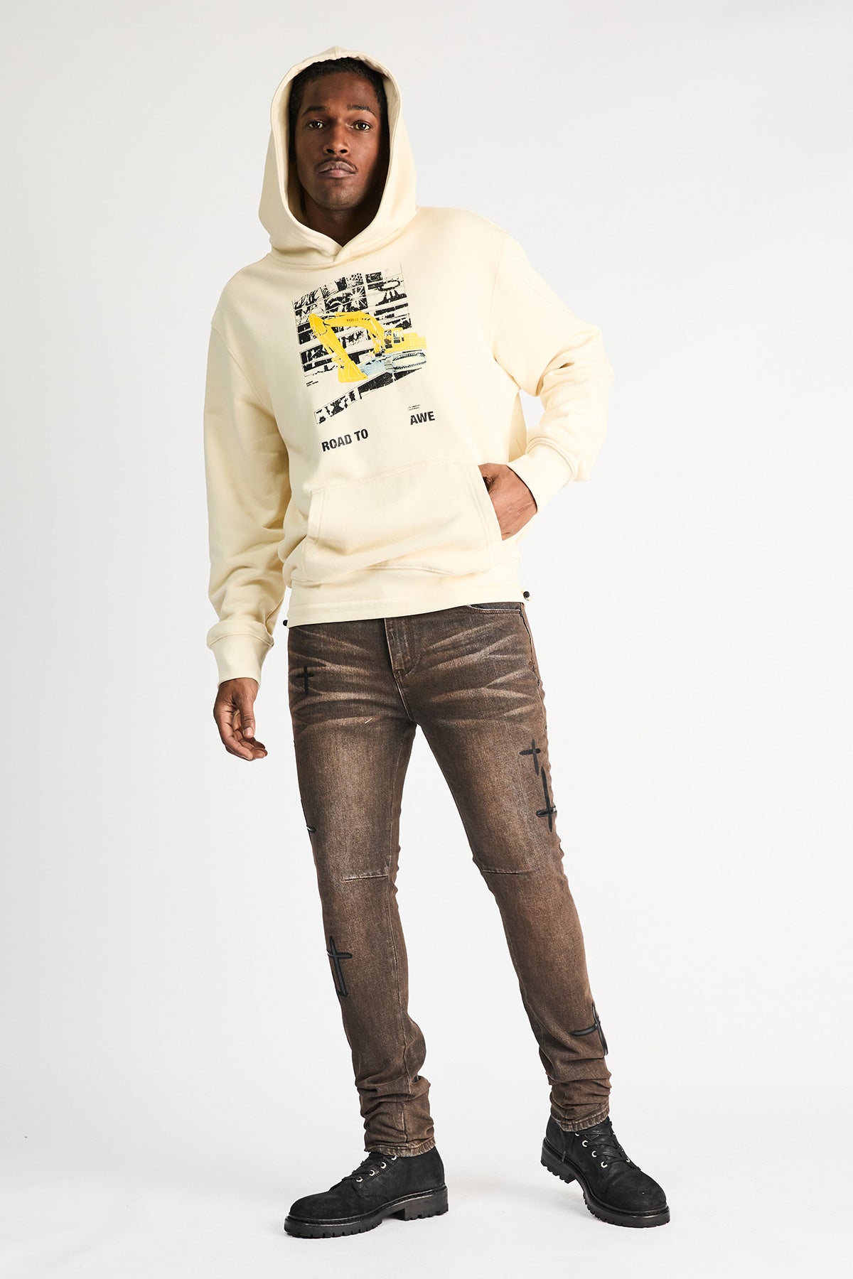 Men's Mocha Skinny Jean Cross Patch | RTA