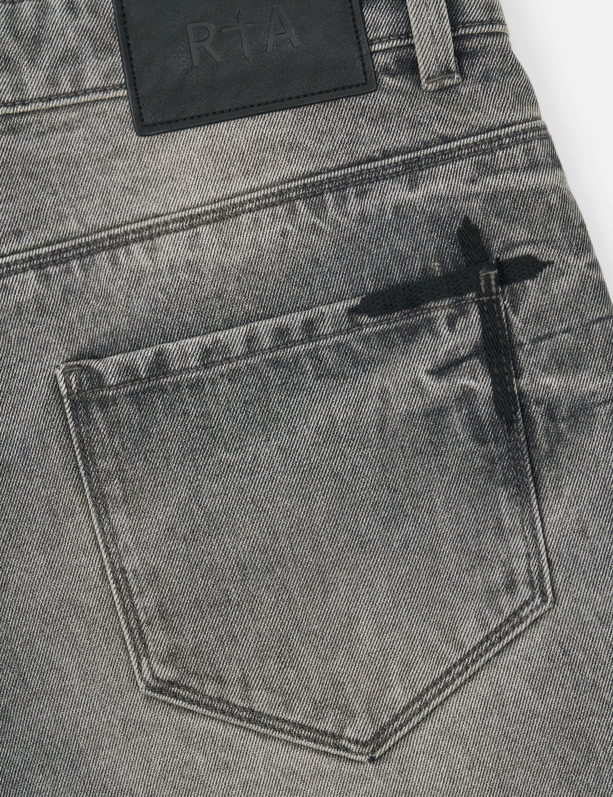 RTA Leather Patch and Back Pocket Detail - Iron Haze Carpenter Jeans | RTA