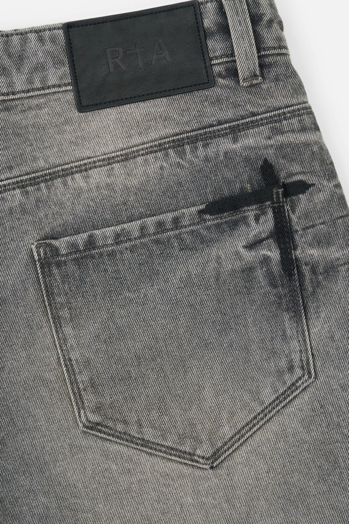 RTA Leather Patch and Back Pocket Detail - Iron Haze Carpenter Jeans | RTA