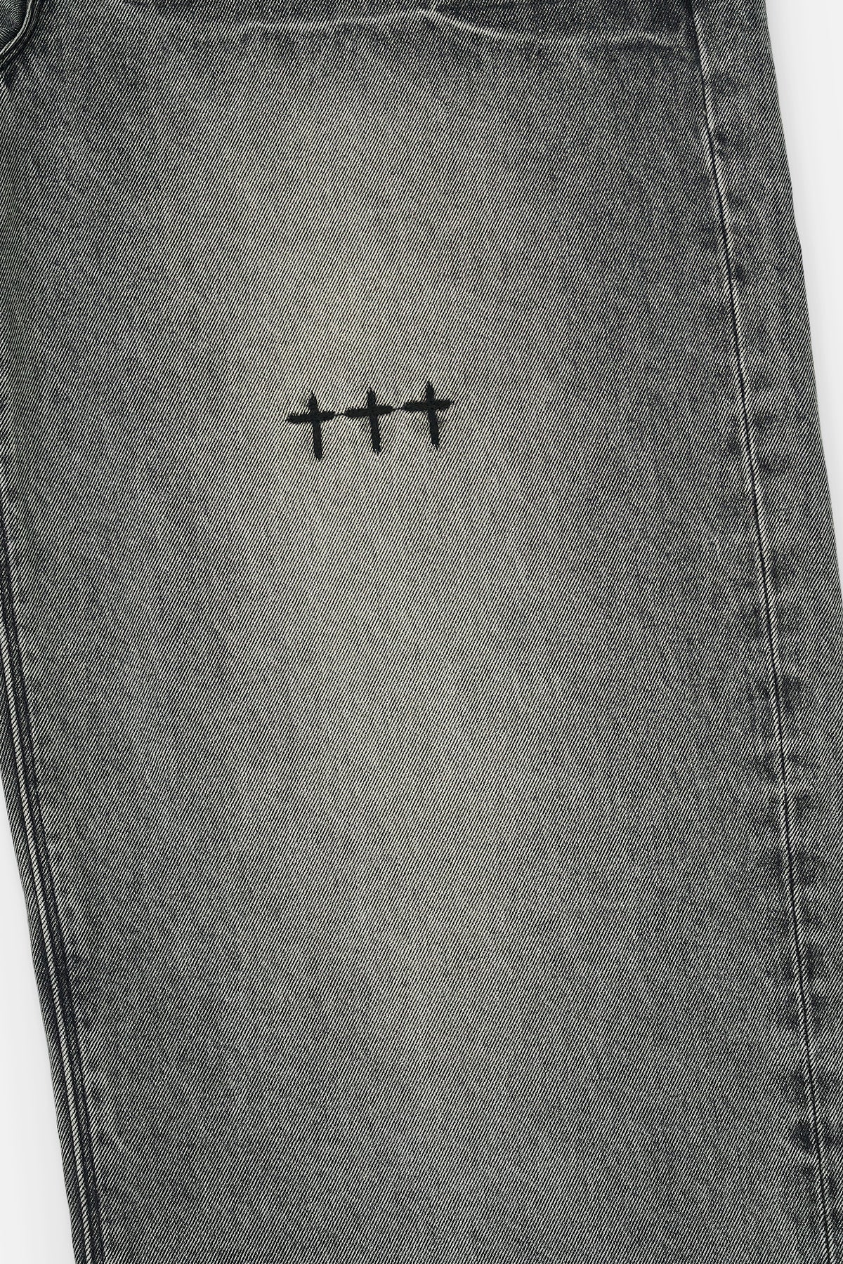 Grey Denim Franco Jeans - Cross Embroidery Detail | RTA