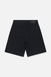 Black Denim Caleb Shorts with RTA Leather Patch - Back View | RTA