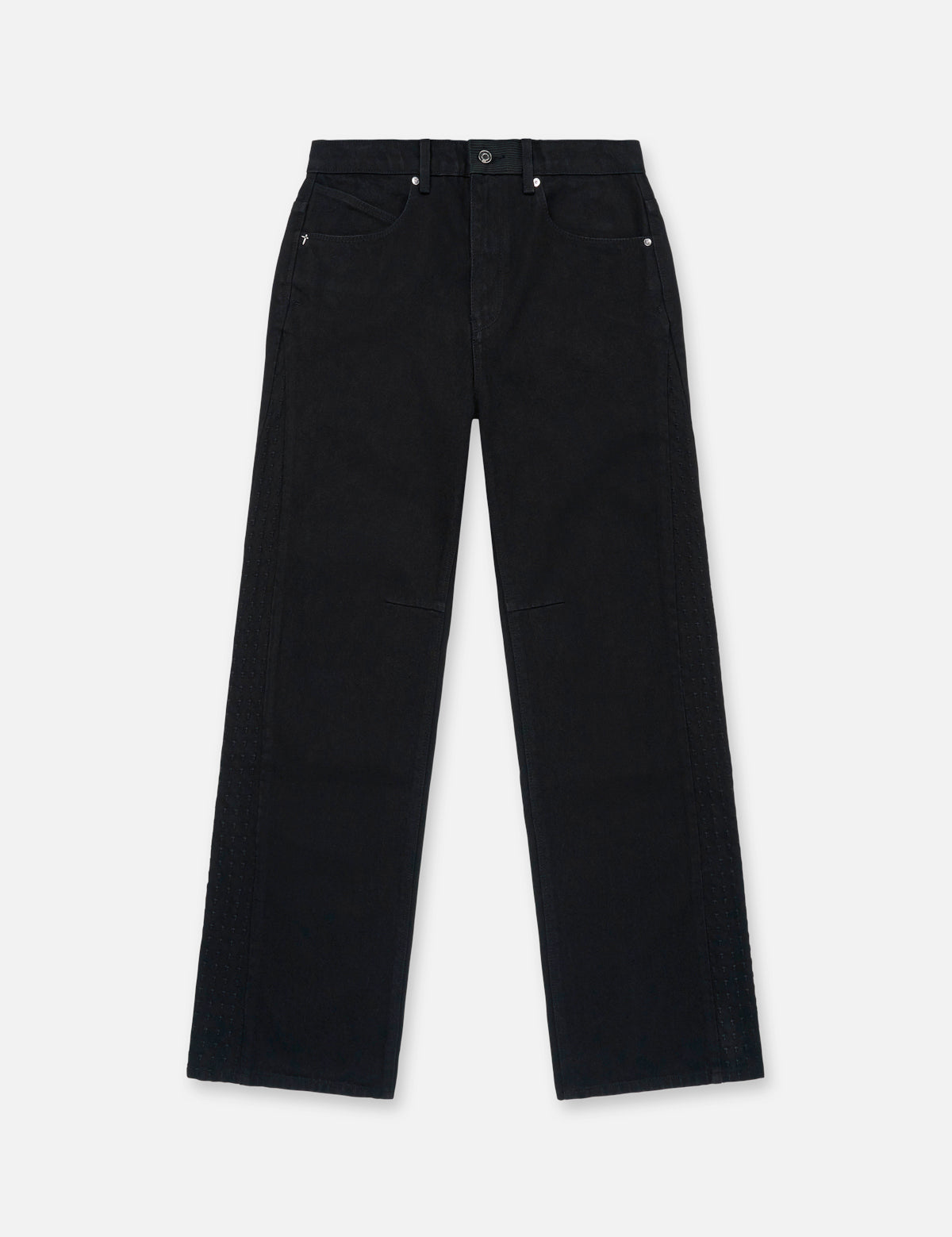 Black Denim Zed Straight Leg Jean with 3D Cross Details - Front View | RTA