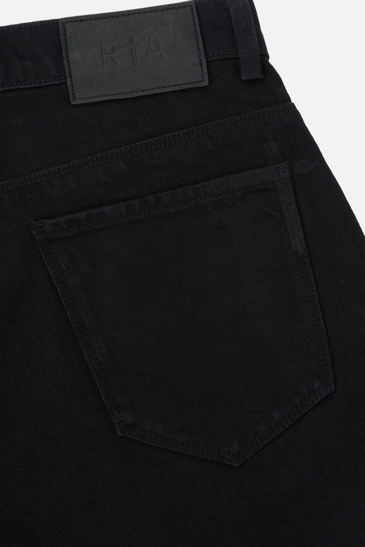 Black Denim Zed Straight Leg Jean - RTA Leather Patch Detail | RTA