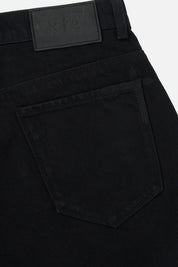 Black Denim Zed Straight Leg Jean - RTA Leather Patch Detail | RTA
