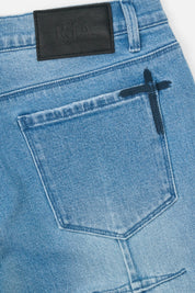 RTA Black Leather Patch and Cross Embroidered Back Pocket Detail | RTA