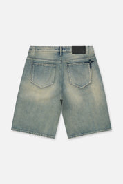 Dawn Wave Denim Shorts with Signature RTA Cross - Back View | RTA