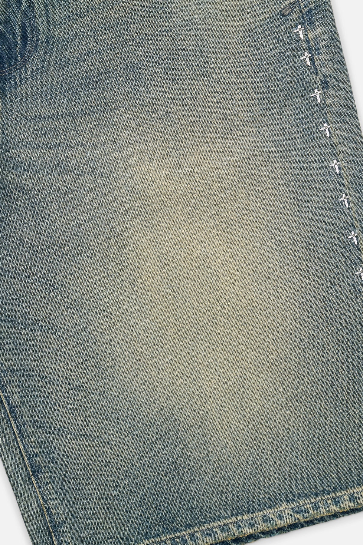 Dawn Wave Denim with Cross Rivets - Side Seam Detail | RTA